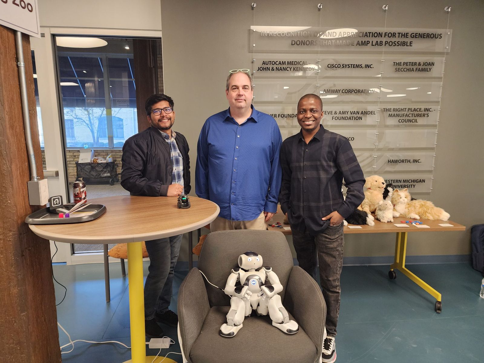 Lab members with the NAO robot