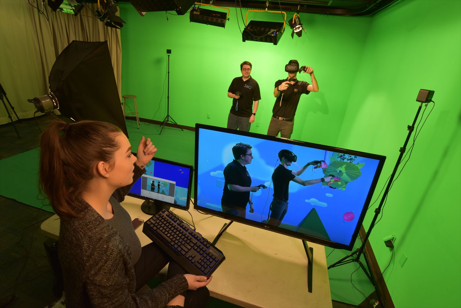 Recording in the green screen studio